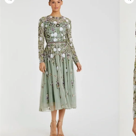 green emerald velvet dress Mac Duggal Sequined Wrap Gown